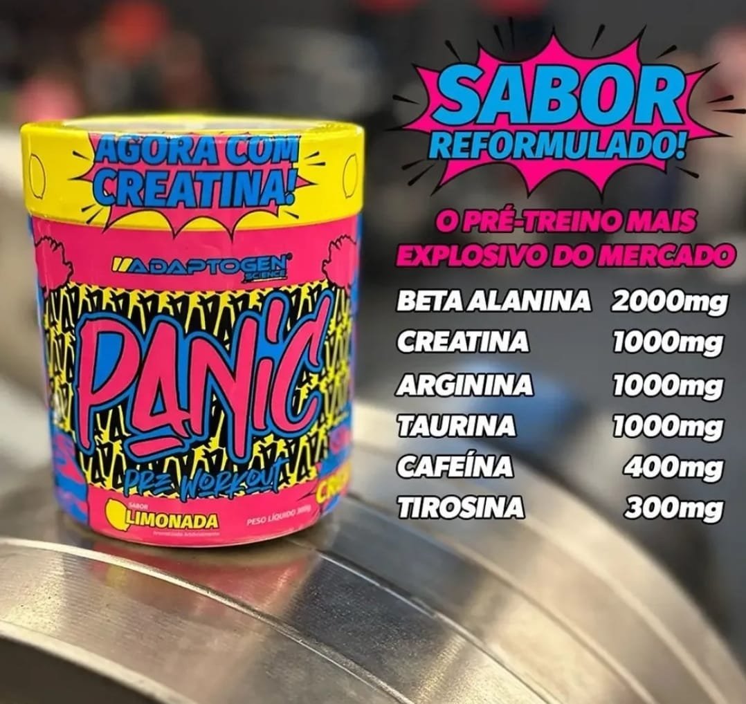 Suplemento Em Pó Adaptogen Science Panic Pré Treino com creatina Pote 300g Sabor maçã verde