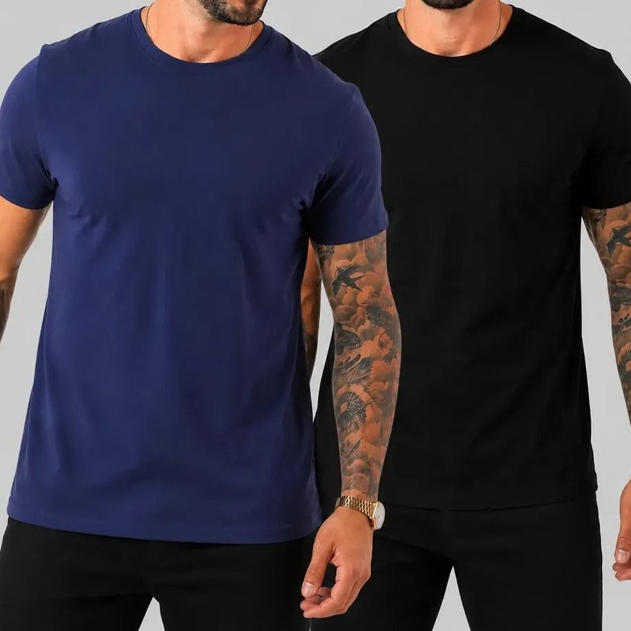 Kit 2 Camiseta Masculina Malha Peruana Premium (P ao G1)