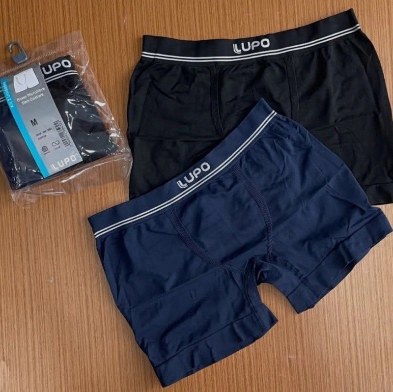 Kit Com 10 Cuecas Boxer Lupo Poliamida Algodao (P ao GG)