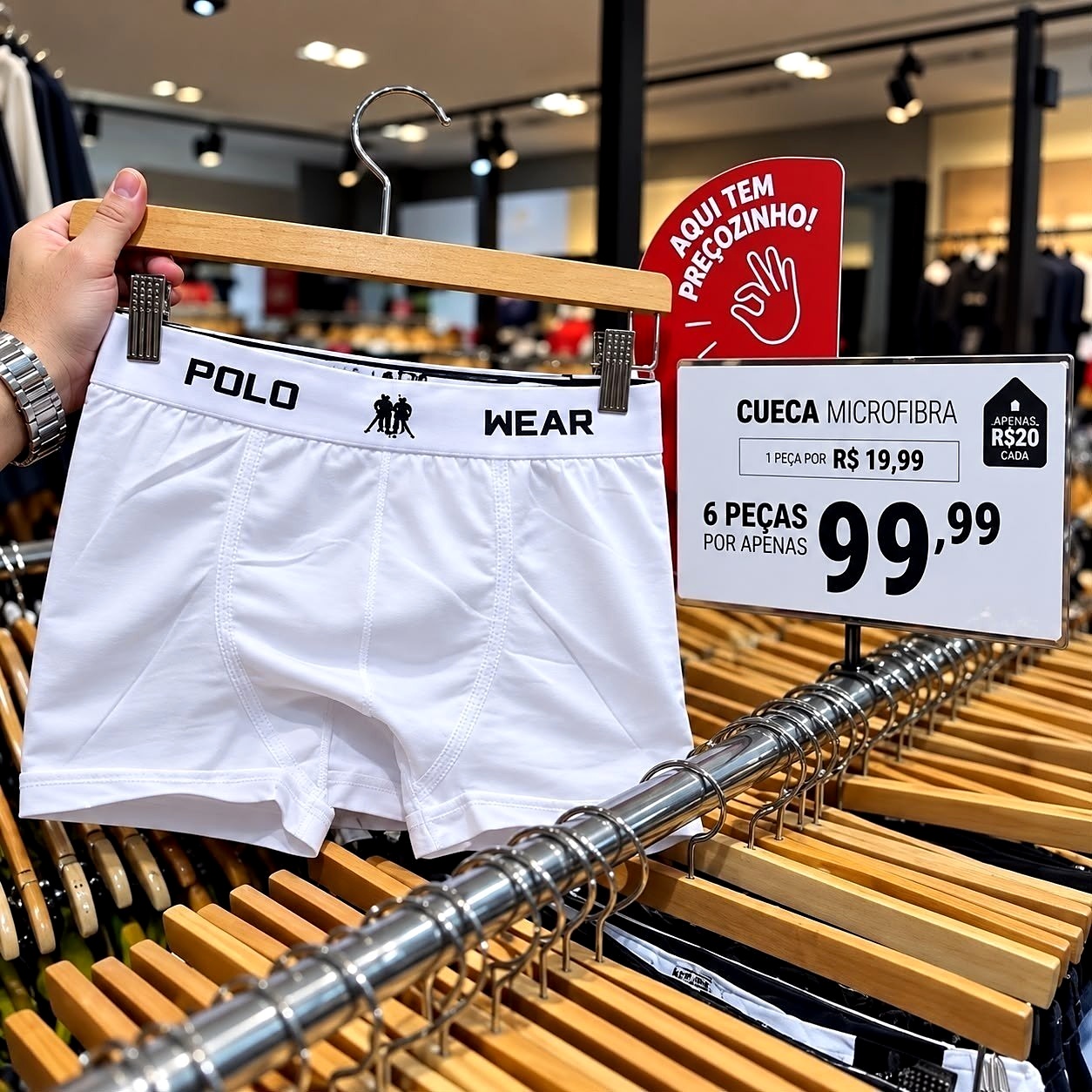 🩲 Kit com 6 Cueca Polo Wear Sem Costura Boxer Microfibra