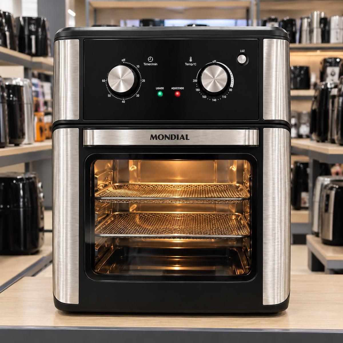 MONDIAL Fritadeira Air Fryer Forno Oven Analógica 12L, Preto, 2000W, 110V - AFON-12L-AB