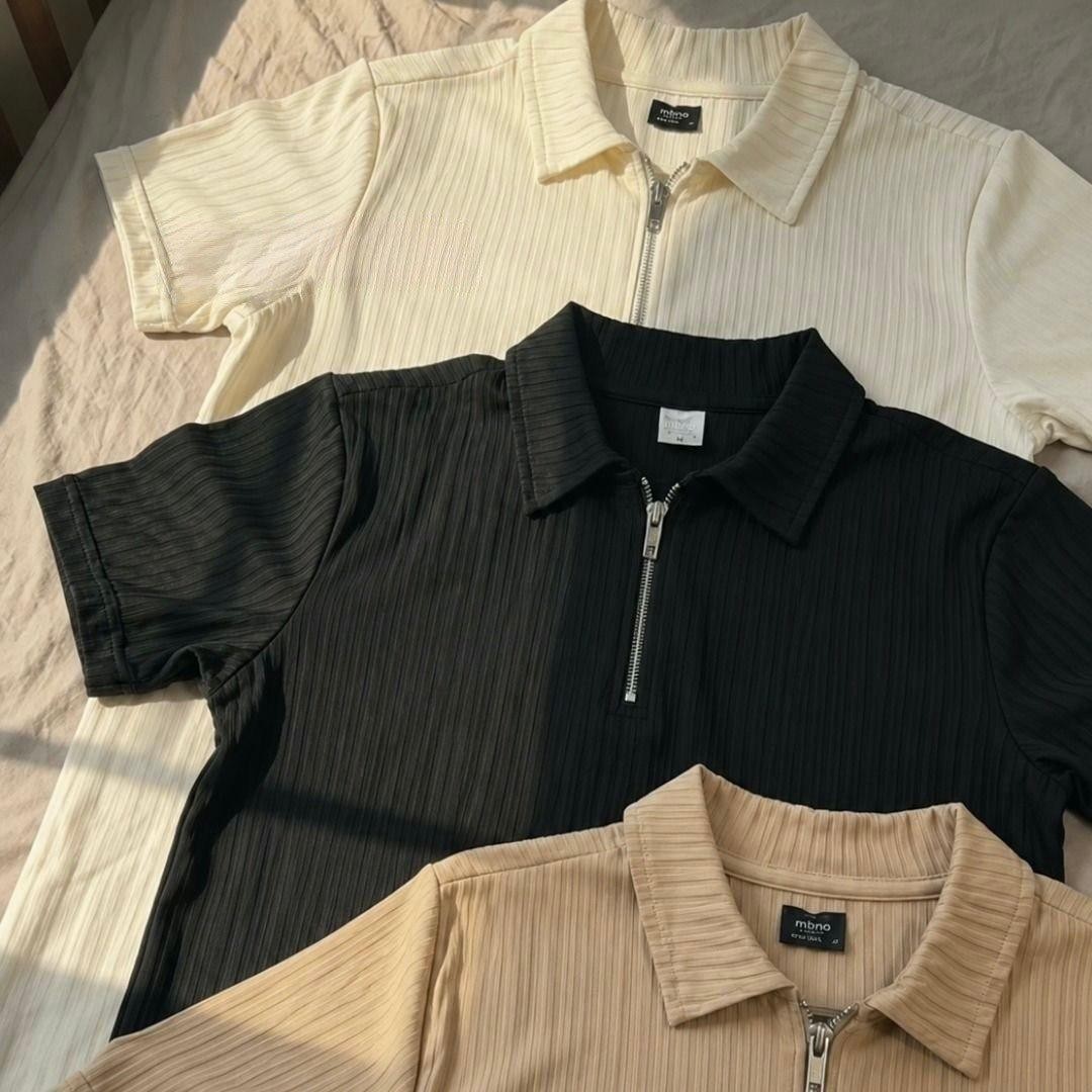 Kit 2 Camiseta Polo Manga Curta Com Ziper Masculina Canelada (M ao GG)
