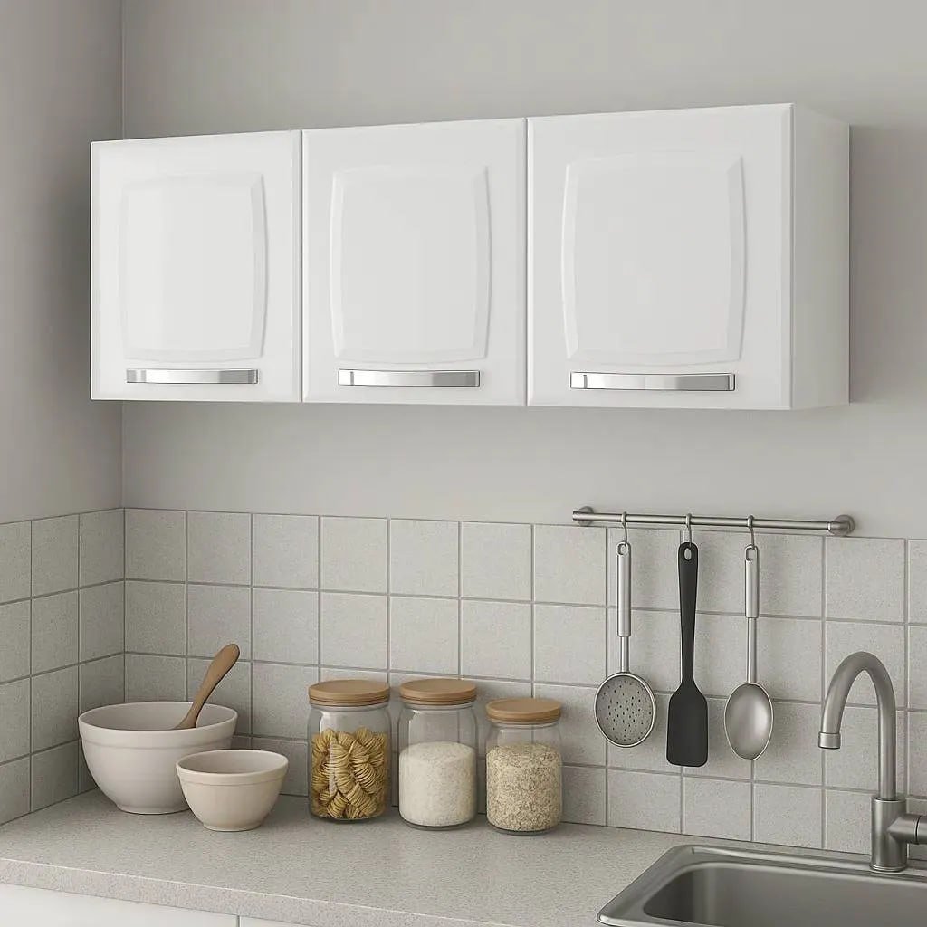 Armário Aéreo de Cozinha Branco Itatiaia 3 Portas Rose
