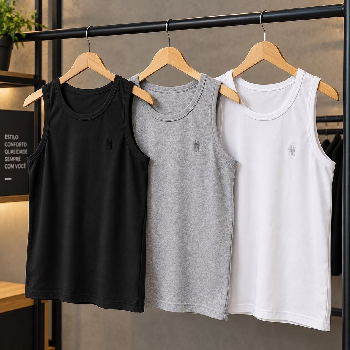 Kit 3 Regatas Masculinas Regular Polo Wear Sortido