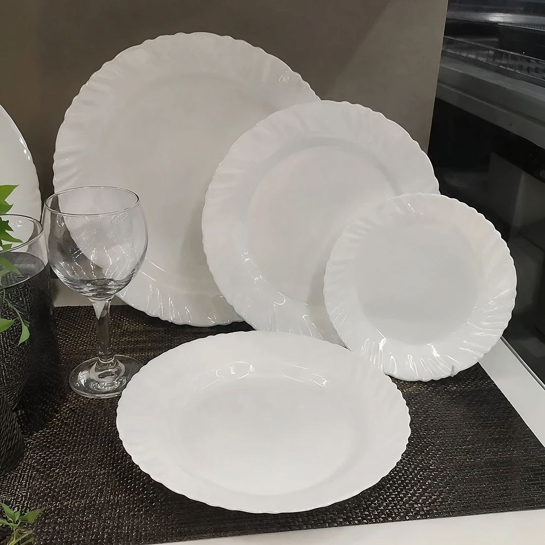 Conjunto Jantar Nadir Opaline Branco 16 Peças Vidro Temperado