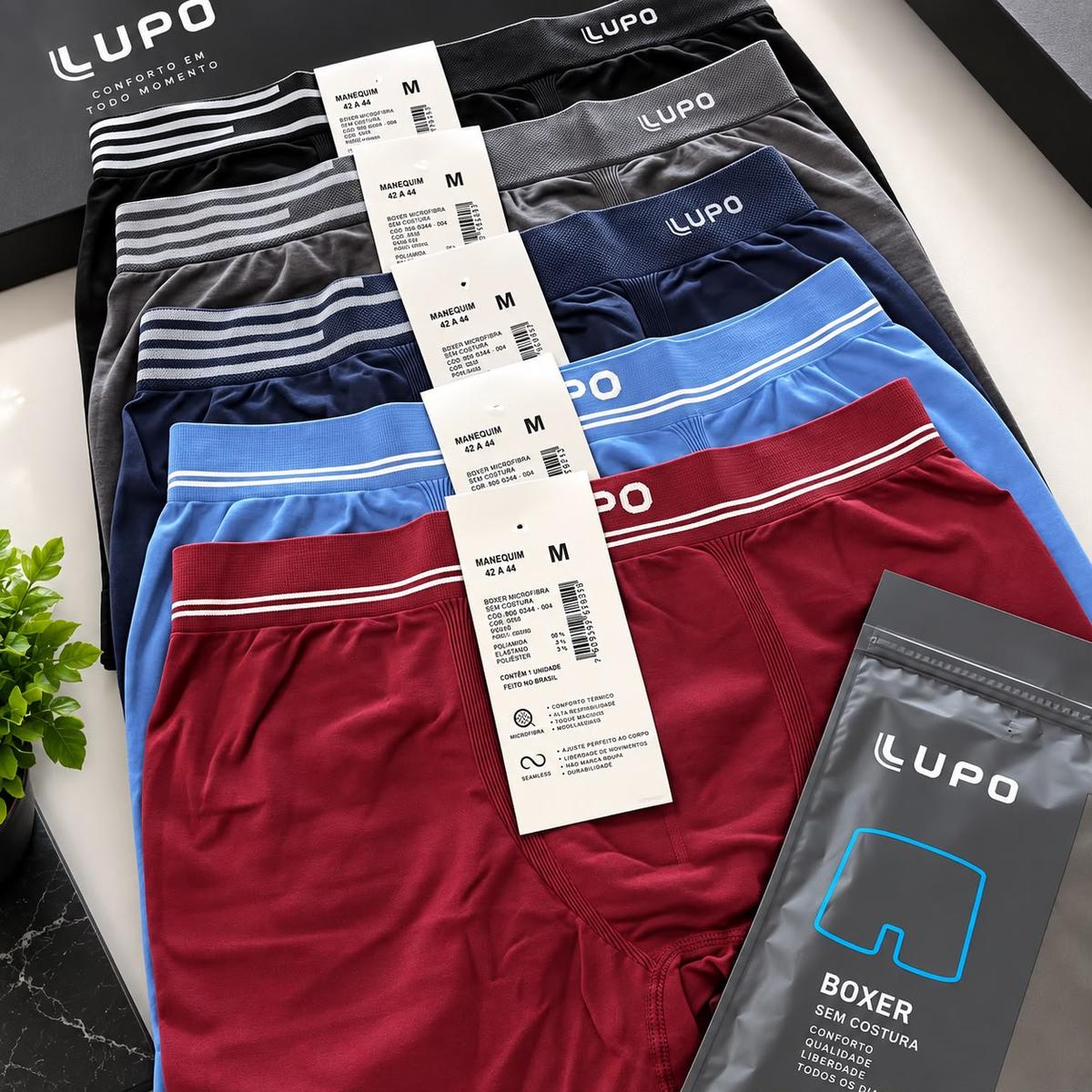 Kit 6 Cuecas Boxer Lupo Sem Costura Box Microfibra Original
