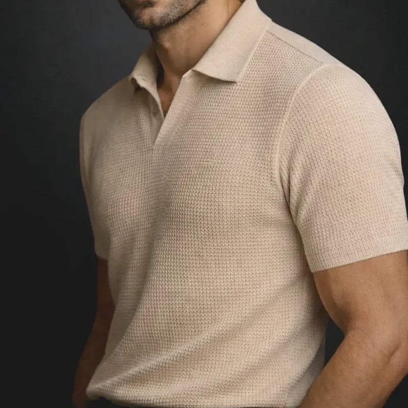 Camisa Camiseta Polo Masculina Texturizada Sem Botão (P ao G3)