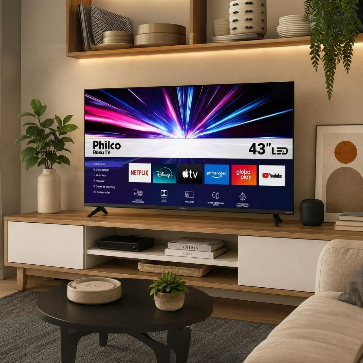 Smart Tv 43'' Philco Full Hd Roku Tv Hdr10 Dolby P43cra