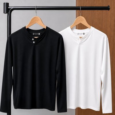 Kit 2 Camiseta Henley Masculina Mlonga 4 Botões - 6 Cores