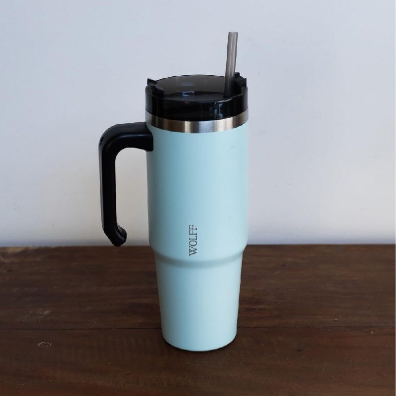 WOLFF - Caneca Térmica Parede Dupla e Canudo 890ml