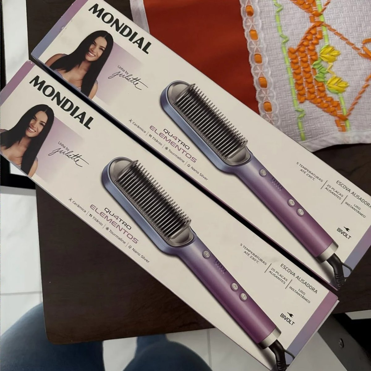 MONDIAL Escova Alisadora By Juliette, Azul/Rosa, Bivolt - EA-JU-03