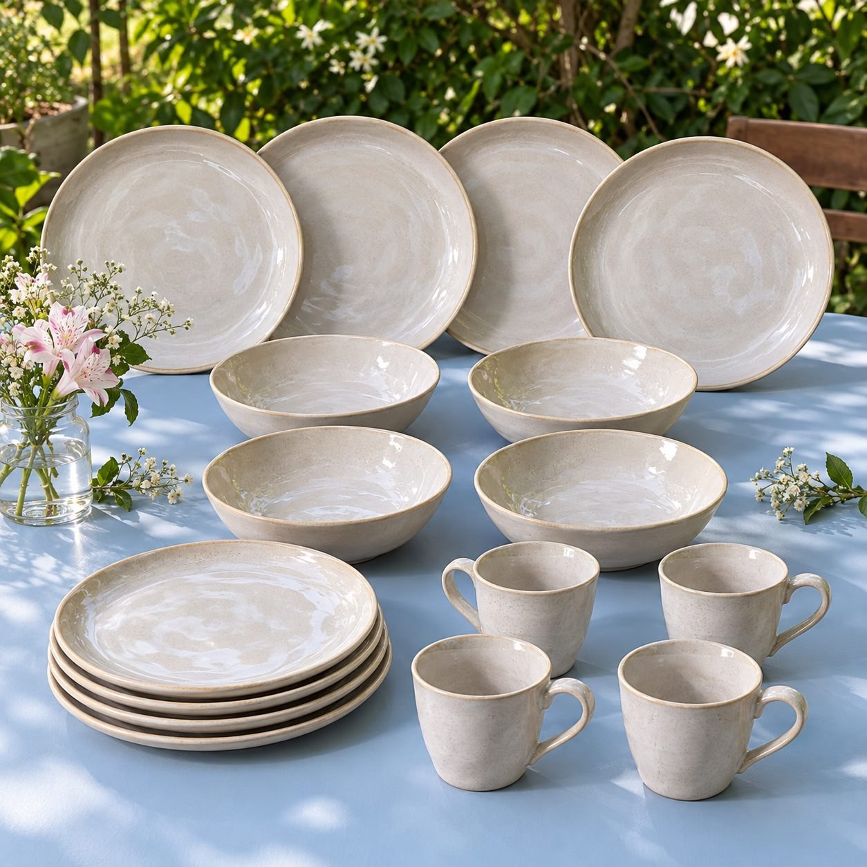 Aparelho de Jantar 16 Peças Stoneware Porto Brasil Off-White