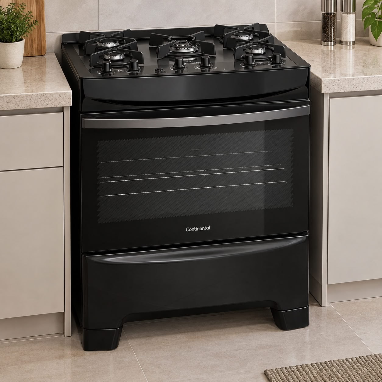 Fogão 5 bocas Continental preto Fc5gb bivolt