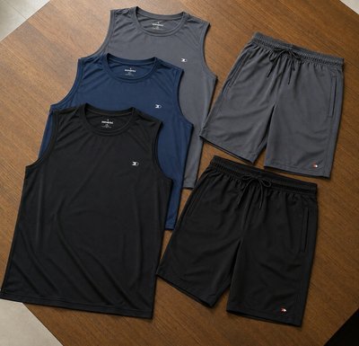 Kit 5 Pçs 3 Camisas Regata Dry-fit Sandrini +2 Short Tactel Sortidos Lisa (P ao GG)