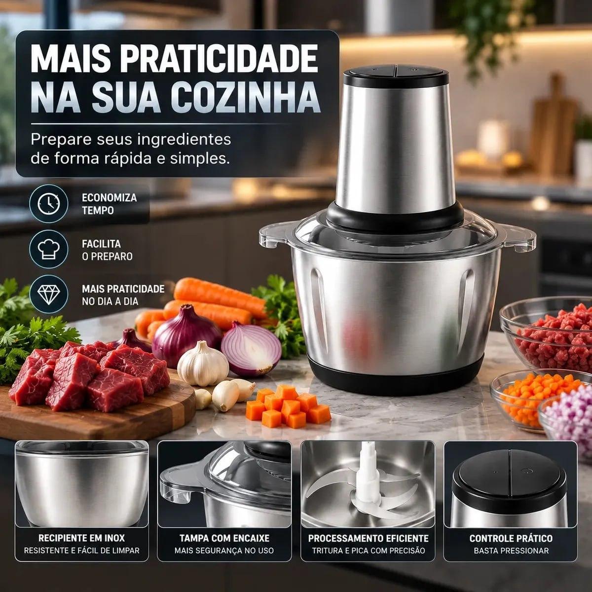 Multiprocessador Elétrico 2L 400W Inox