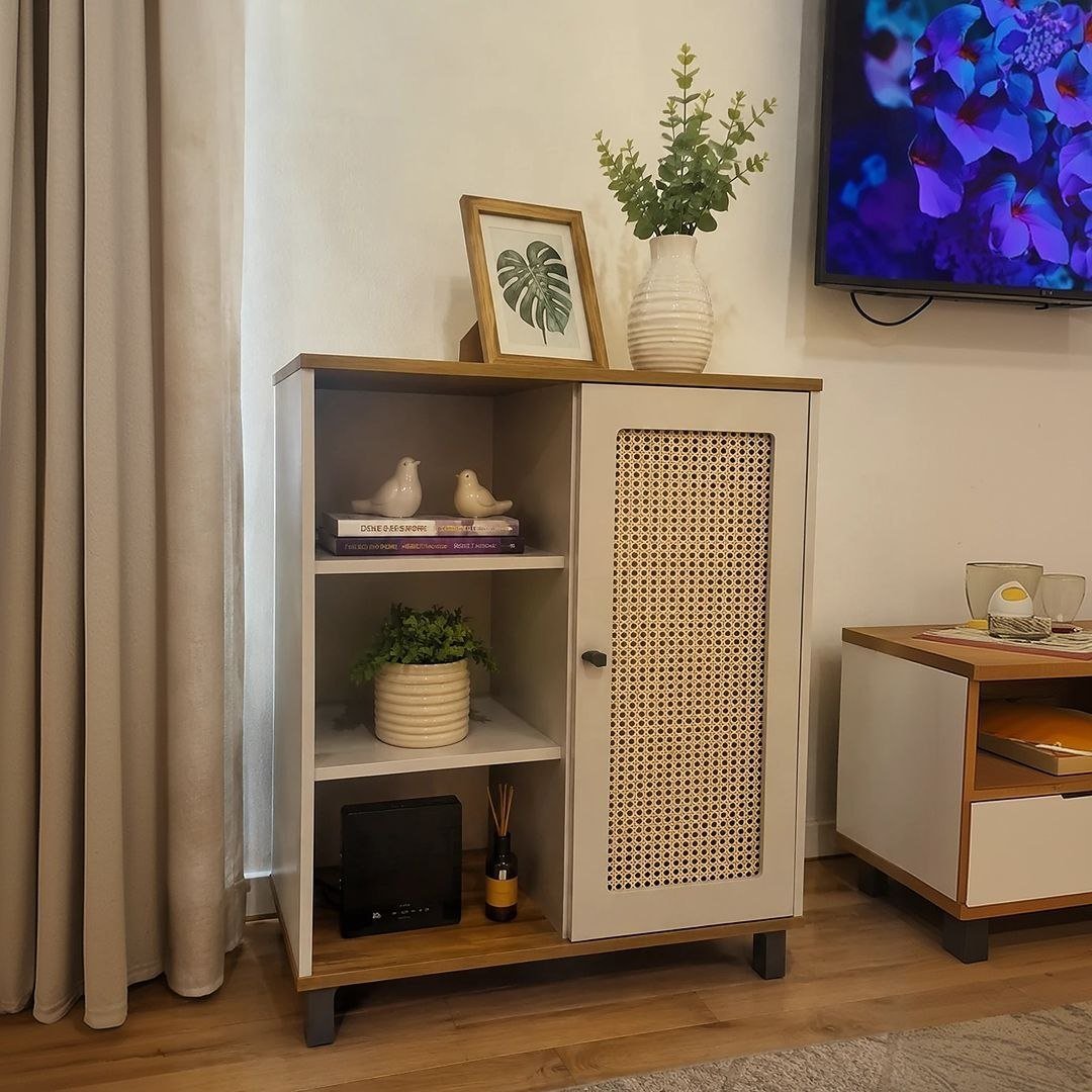 Artely Buffet Charlotte com 1 Porta, Pinho/Off White