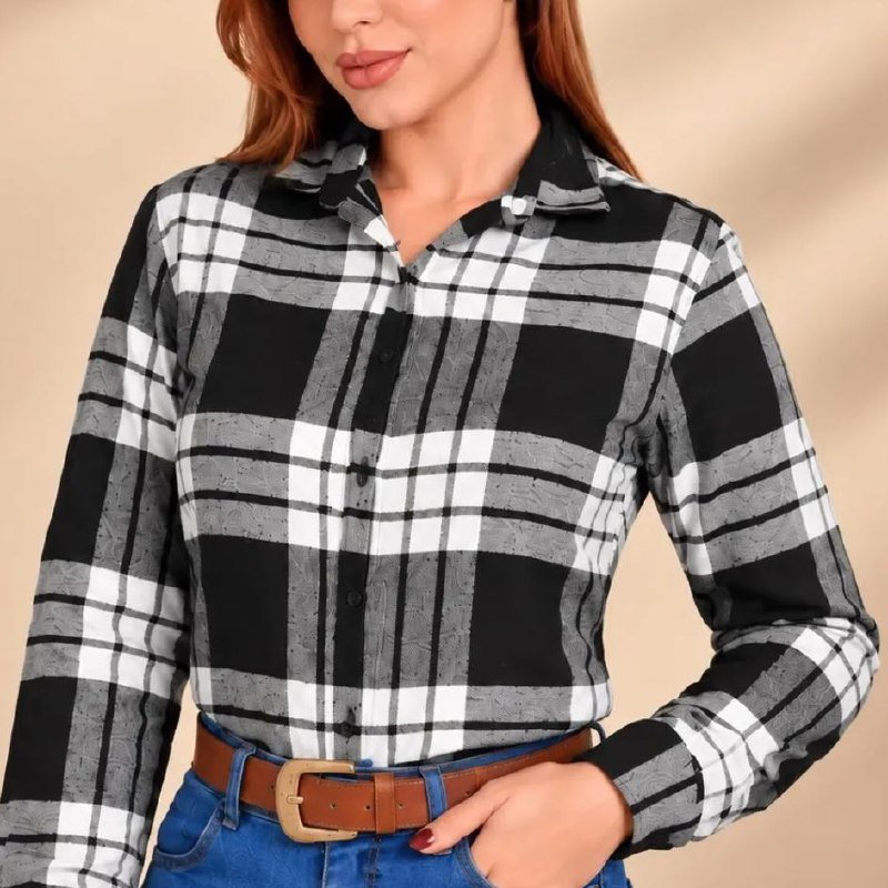 Camisa Xadrez Feminina Manga Longa Flanelada