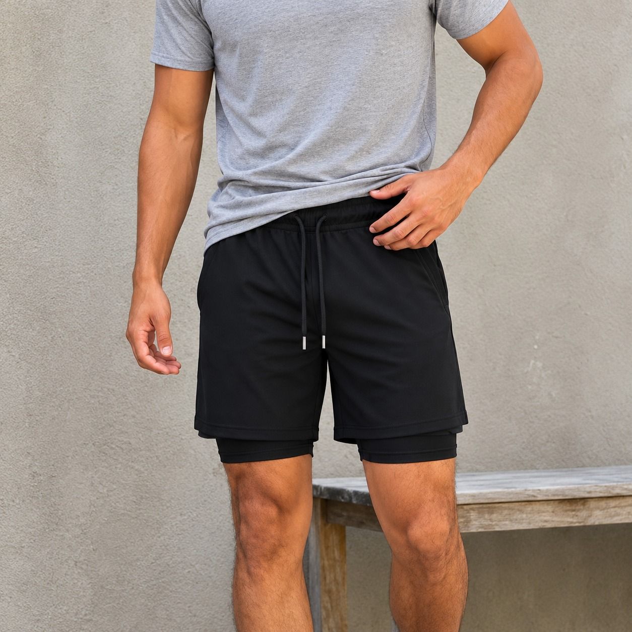 Kit com 3 Shorts 2 Em 1 Duplo Academia