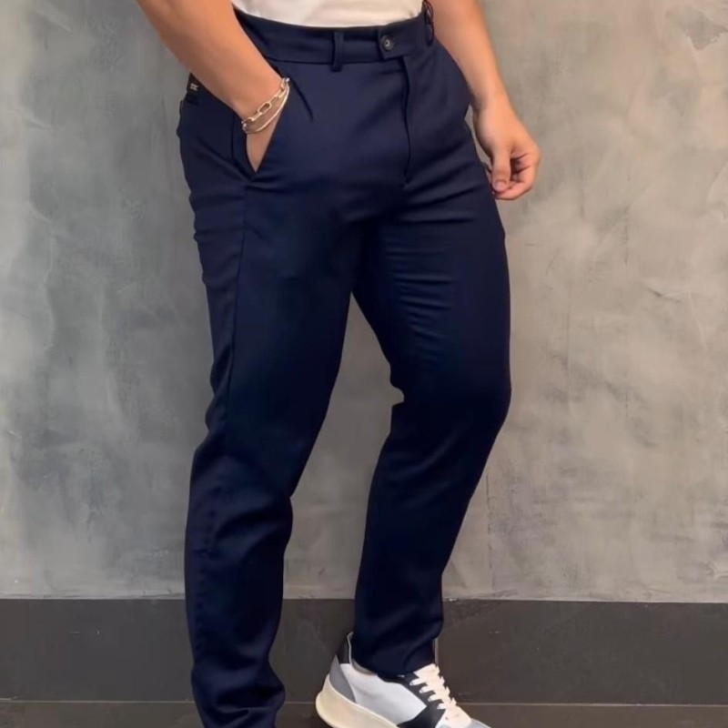 Calça Social Alfaiataria Masculina Malha Elastano Stretch