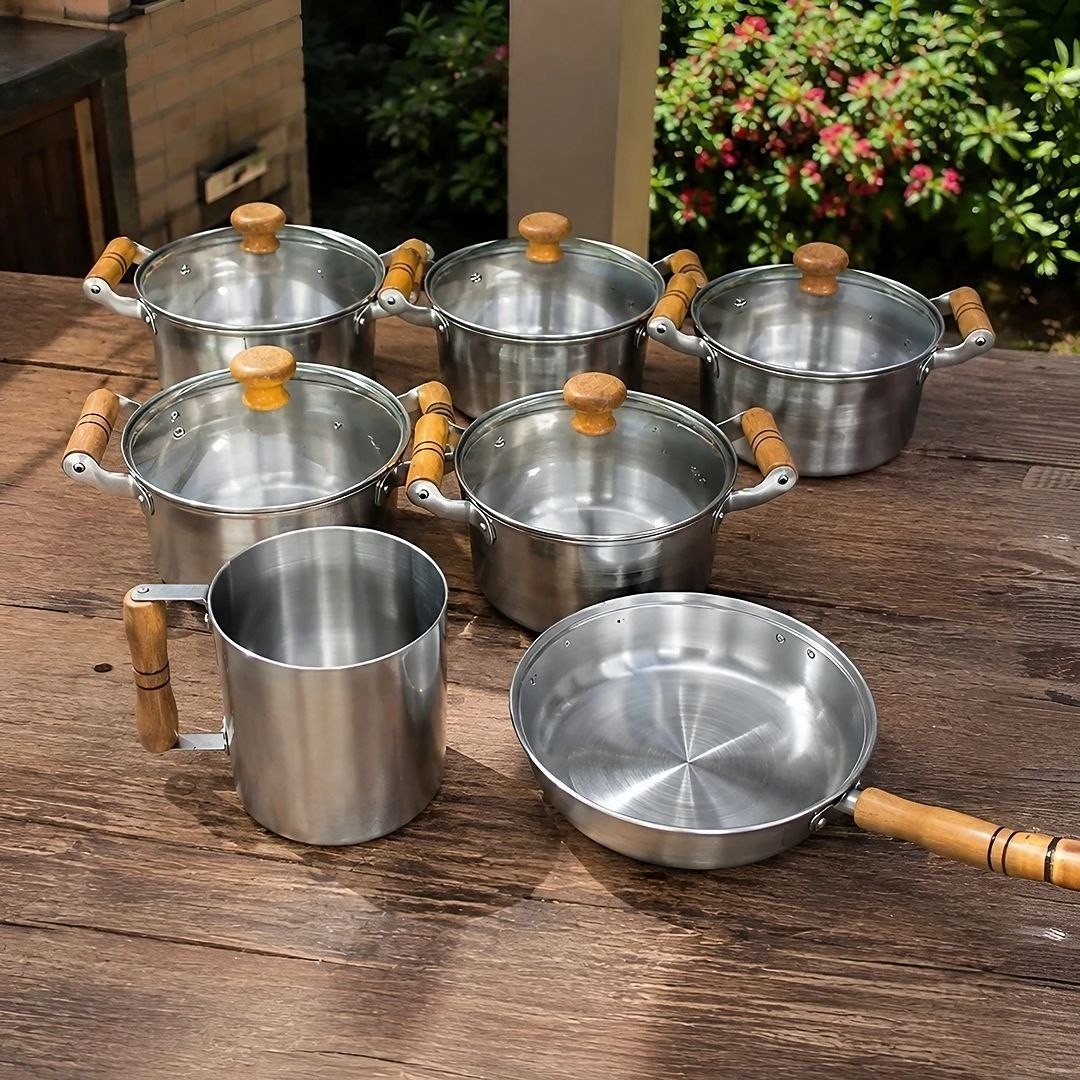 Conjunto De Panelas 7 Peças Alumínio Grosso Fundido Batido