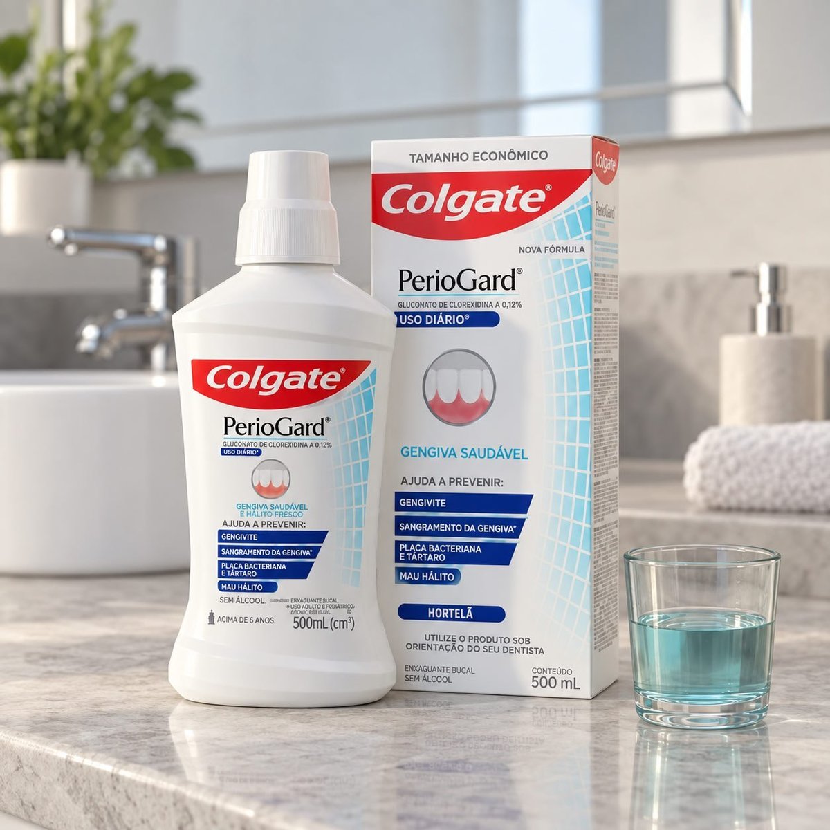 Colgate PerioGard Uso Diário Enxaguante Bucal Uso Diário Sem Álcool, 500ml