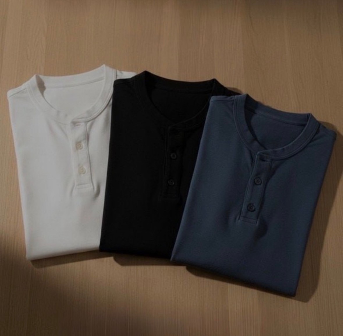 Kit 2 Camiseta Henley Masculina Manga Longa Slim 2 Botões (P ao GG)