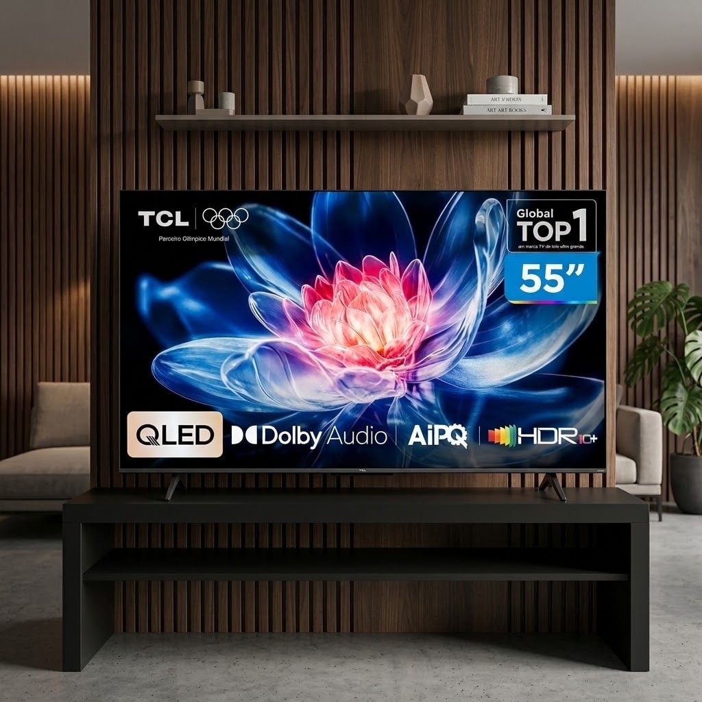 Smart TV TCL 55 Polegadas QLED 4K T6C WiFi Bluetooth Google TV Tela HVA e HDR10+ 55T6C