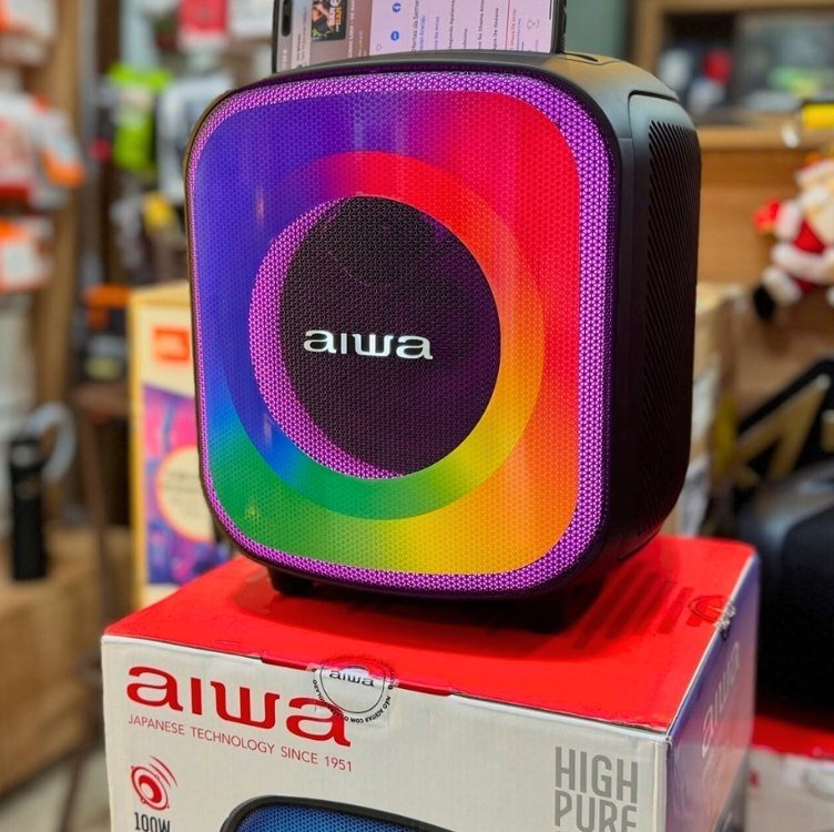 Caixa de Som PartyBox AIWA PB-07 Bluetooth 8H RGB USB TWS Preto