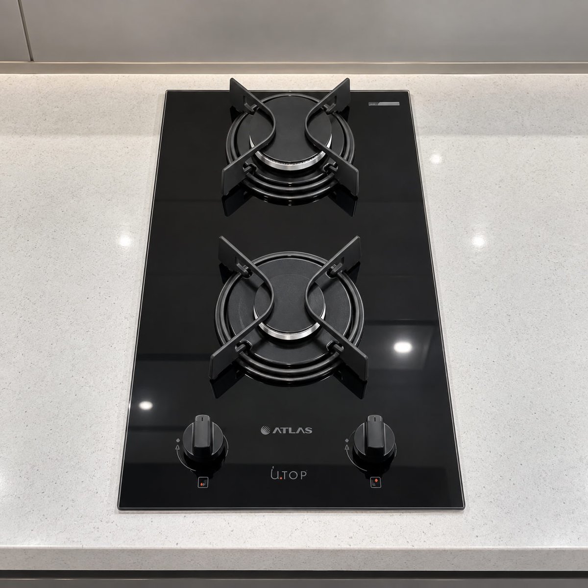 Cooktop 2 Bocas Atlas U Top com Mesa de Vidro a Gás Preto Bivolt