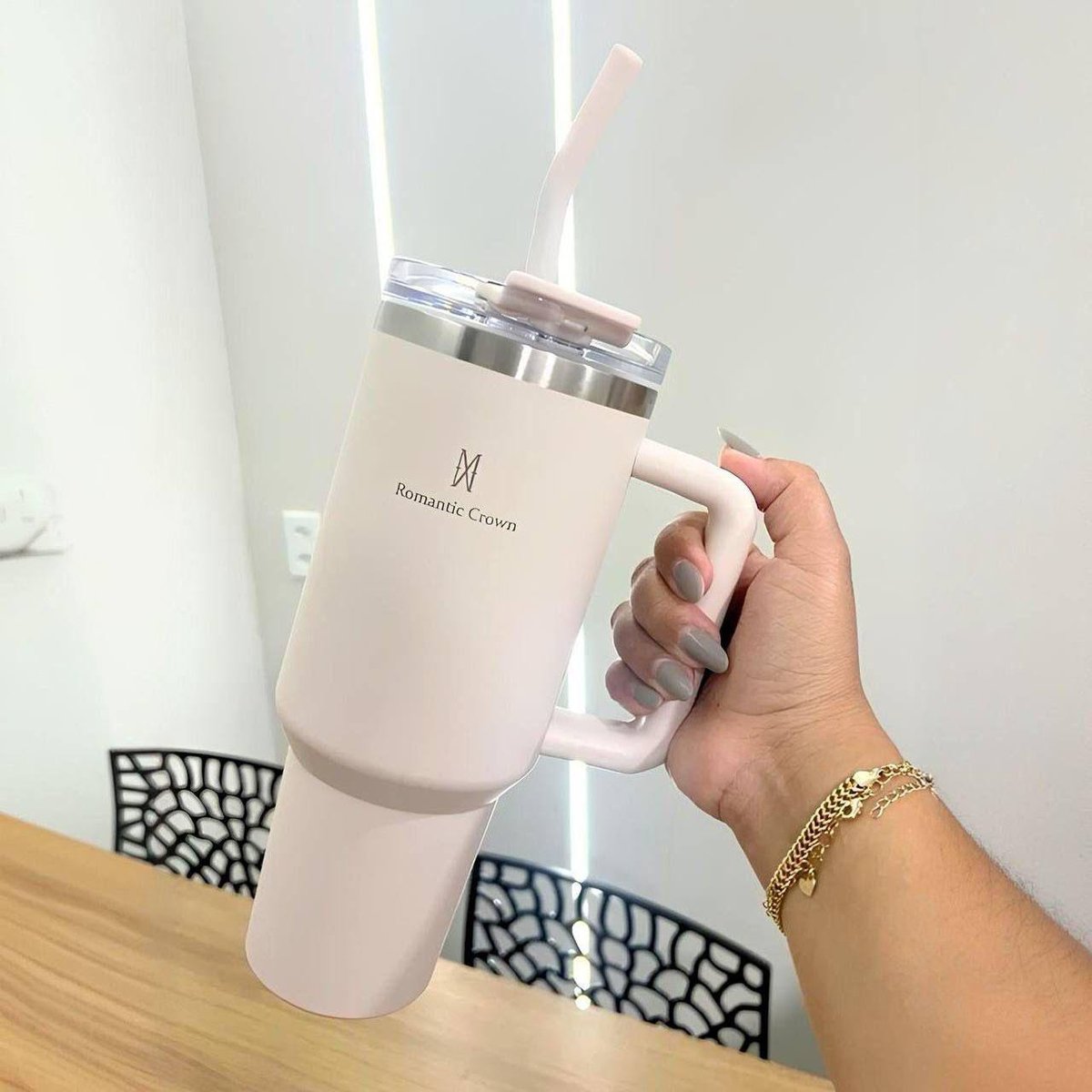 Copo Térmico Gigante 1,2l Inox Com Tampa E Inox Canudo