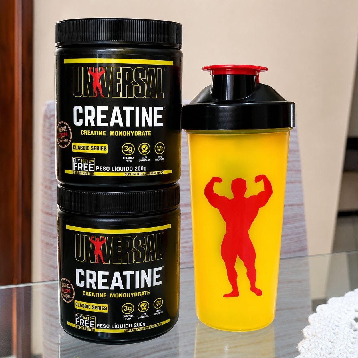 Kit Creatina Monohidratada 400g+coqueteleira 600ml-universal Sem Sabor