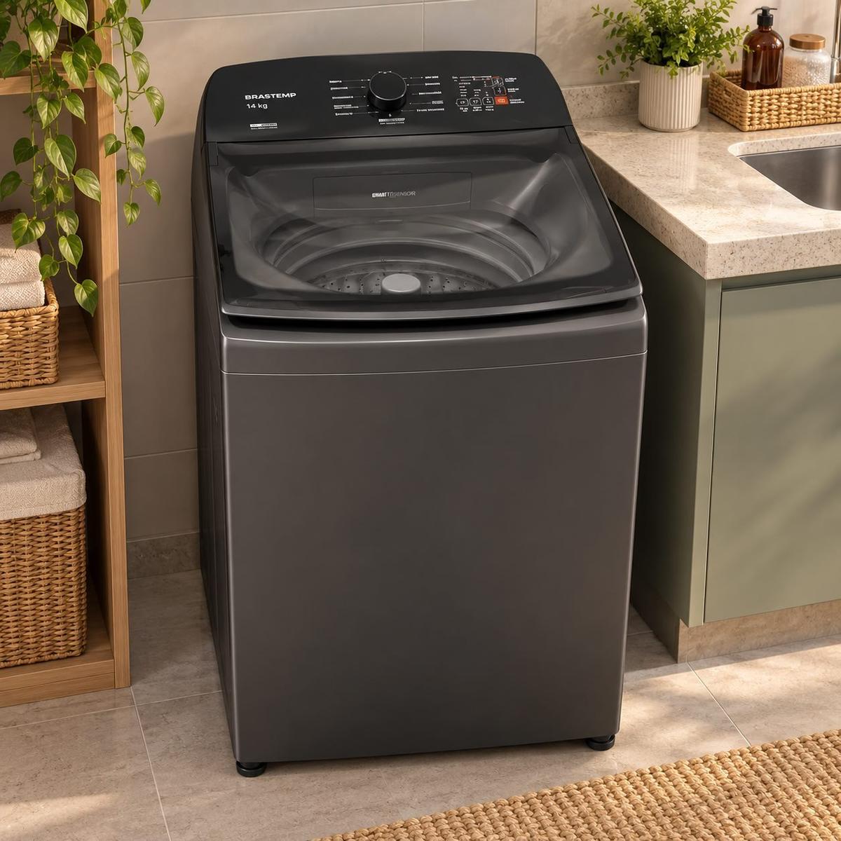 Máquina de Lavar Brastemp 14Kg Cinza Smart Sensor- BWJ14A9 127v