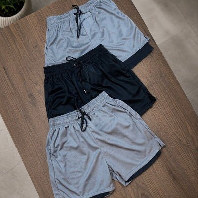 Kit 3 Short Duplo 2 Em 1 Com Bolso Celular Academia Treino