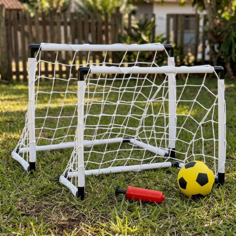 Kit Mini Golzinho Duas Trave Futebol Gol Infantil Bola