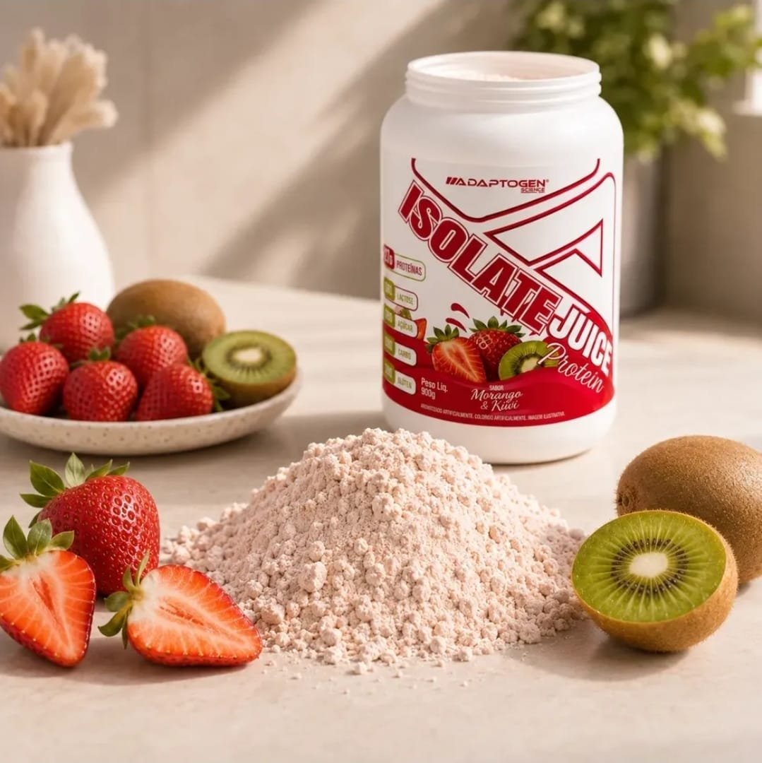 Whey Protein Isolado Juice Adaptogen 900g Morango Kiwi Morango Kiwi
