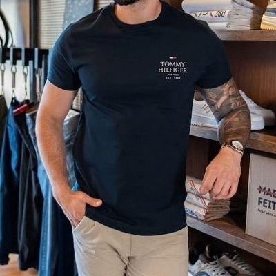 Camiseta Tommy Hilfiger Stack Brand Love Azul Marinho (P ao G4)