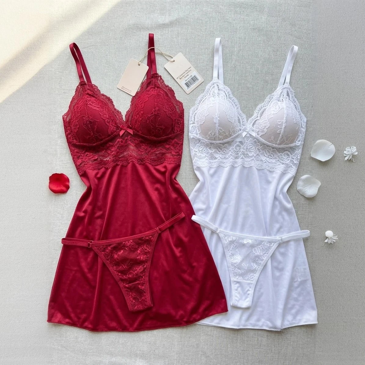 Kit 2 Camisola Sem Bojo Com Calcinha Renda Pijama Baby
