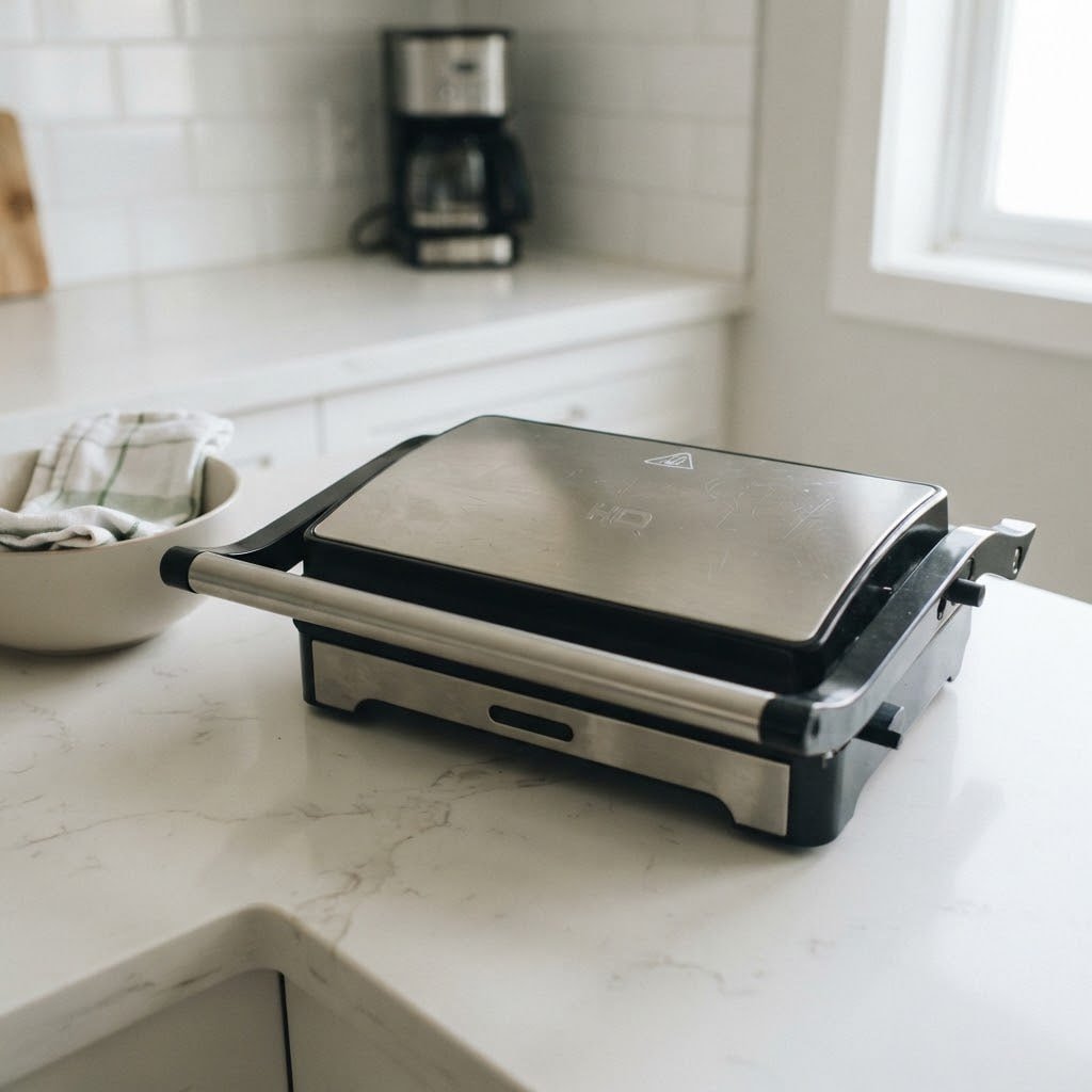 Sanduicheira e Mini Grill HQ 180º 1000W Antiaderente Inox HQ-SG002