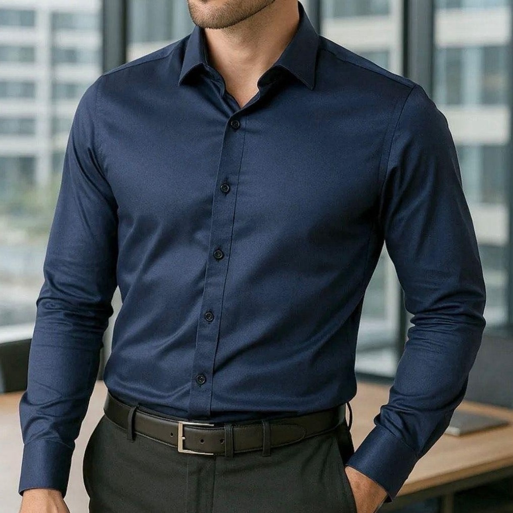 Camisa Social Masculina Slim Fit Premium Passa Facil Preto Liso (P ao XG)
