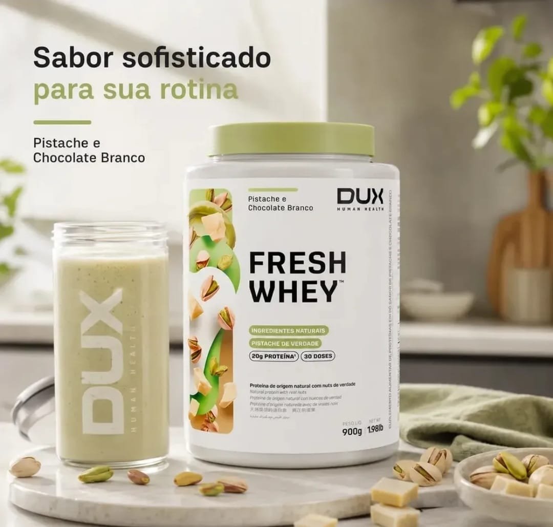Whey Protein Fresh Whey Dux 900g Pistache Chocolate Branco Pistache E Chocolate Branco