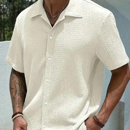 Camisa Casual Masculina Texturizada C/botões Old Money