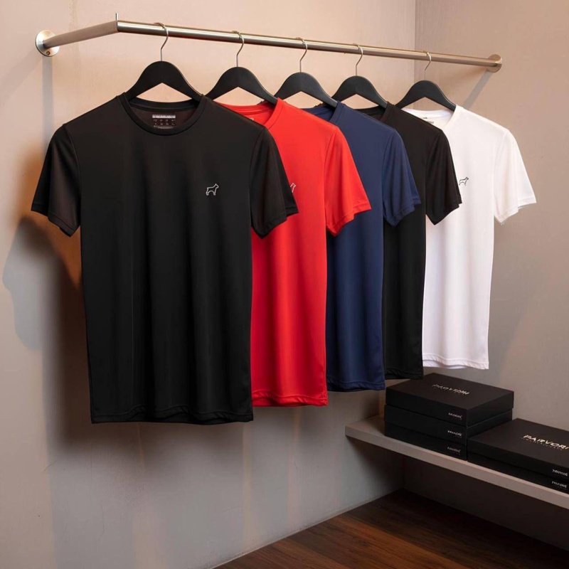 Kit 5 Camisetas Parvori Dry Fit Academia Esportes - Slim Fit