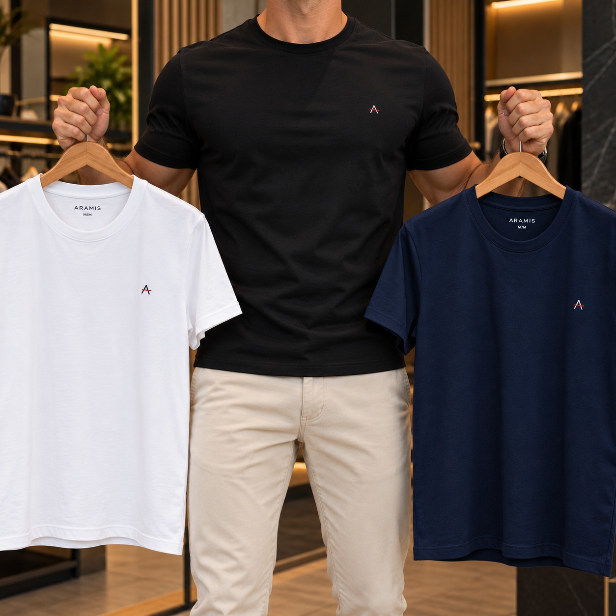 Kit com 3 Camisetas Aramis Basic Lisa (P ao G4)
