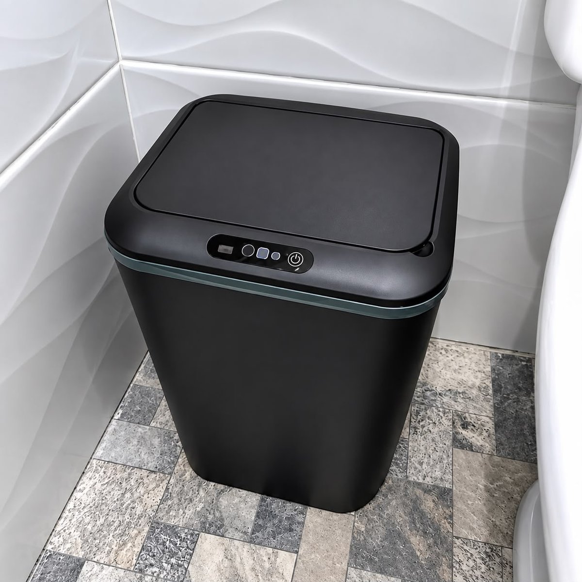 Lixeira Quadrada Preta 16L Inteligente Automática