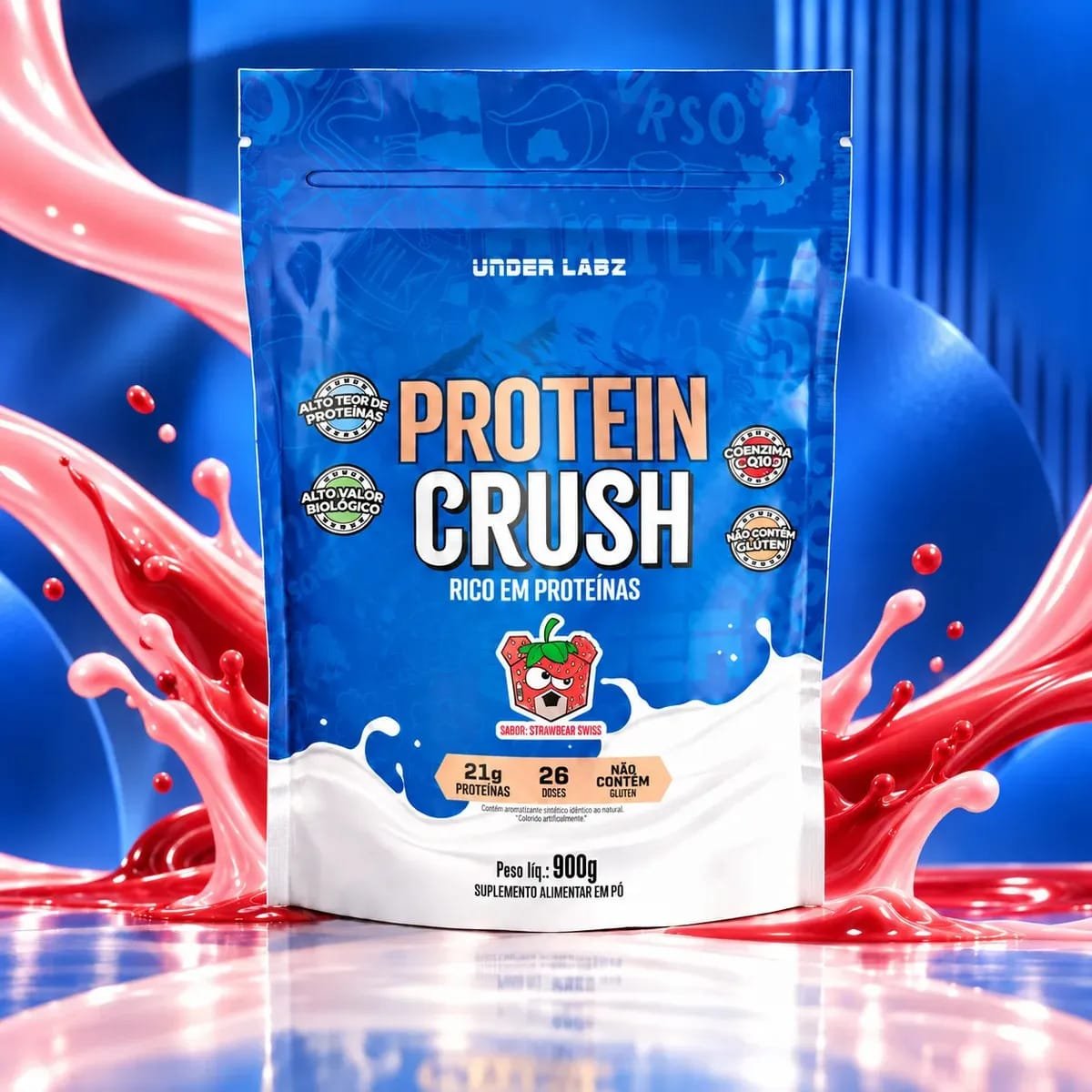 Proteína Under Labz Whey concentrado Crush em pó sabor Strawbear x 900g