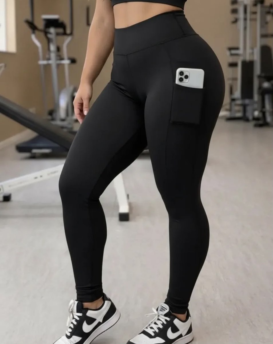 Calça Legging Bolso Cintura Alta Suplex Academia Reforçada