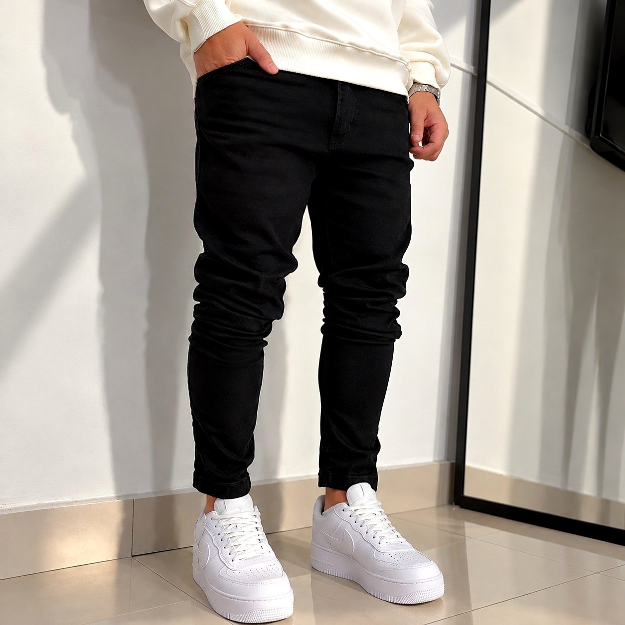 👖 Calça Jeans Skinny Com Elastano Lycra