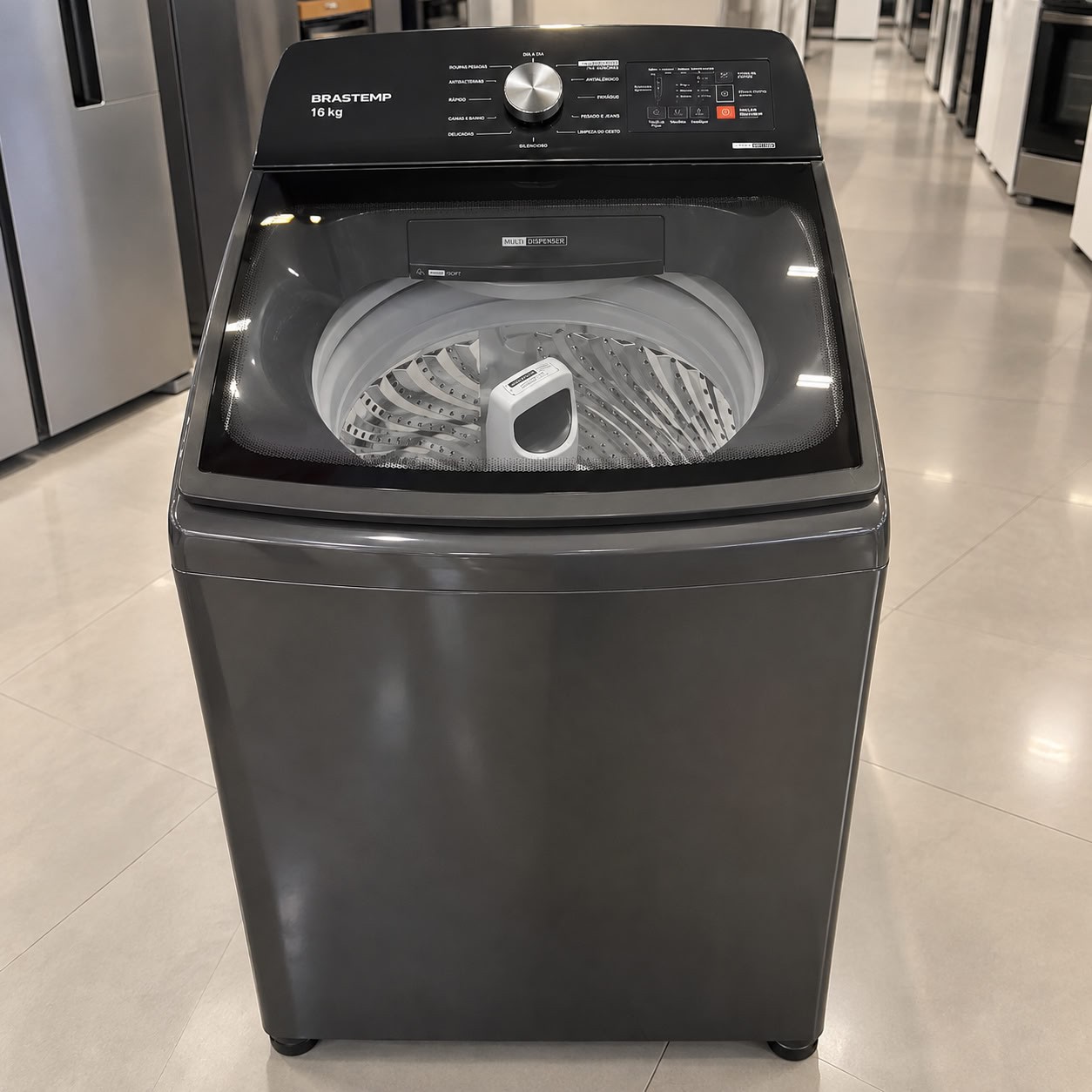 Máquina de Lavar Brastemp 16kg Cinza Platinum Flex Wash - BWY16A9 220V