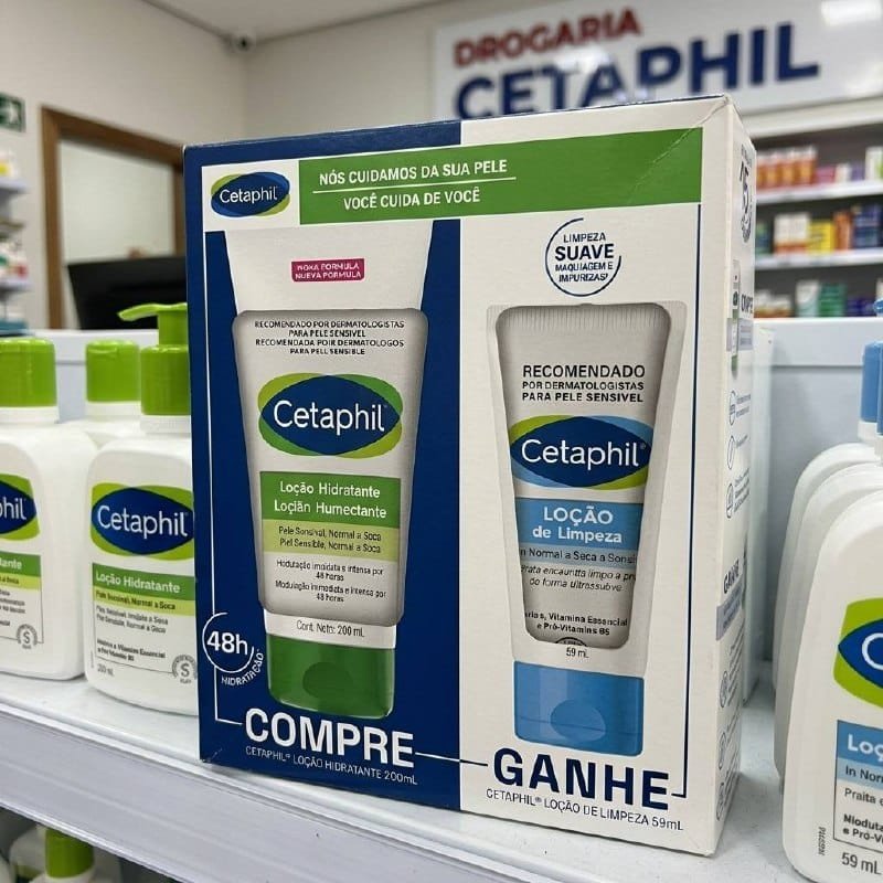 Kit Cetaphil Loção Hidratante 200ml + Loção de Limpeza 59ml