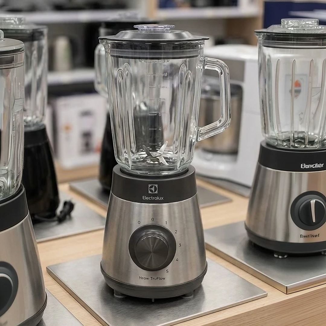 Liquidificador Electrolux inox jarra de vidro resistente capacidade 1,5L 5 velocidades função pulsar 700W EBS30 127v